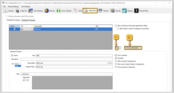 Safe Exam Browser (SEB) Anwendungen