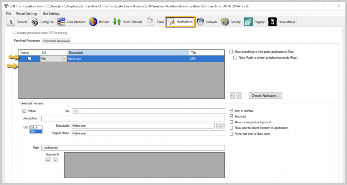 Safe Exam Browser (SEB) Anwendungen