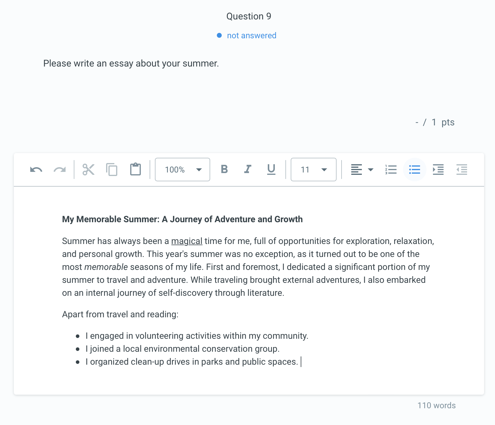 Fill In the Gap question type